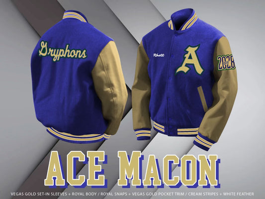 ACE Macon - Letterman Jacket with Leather Sleeves